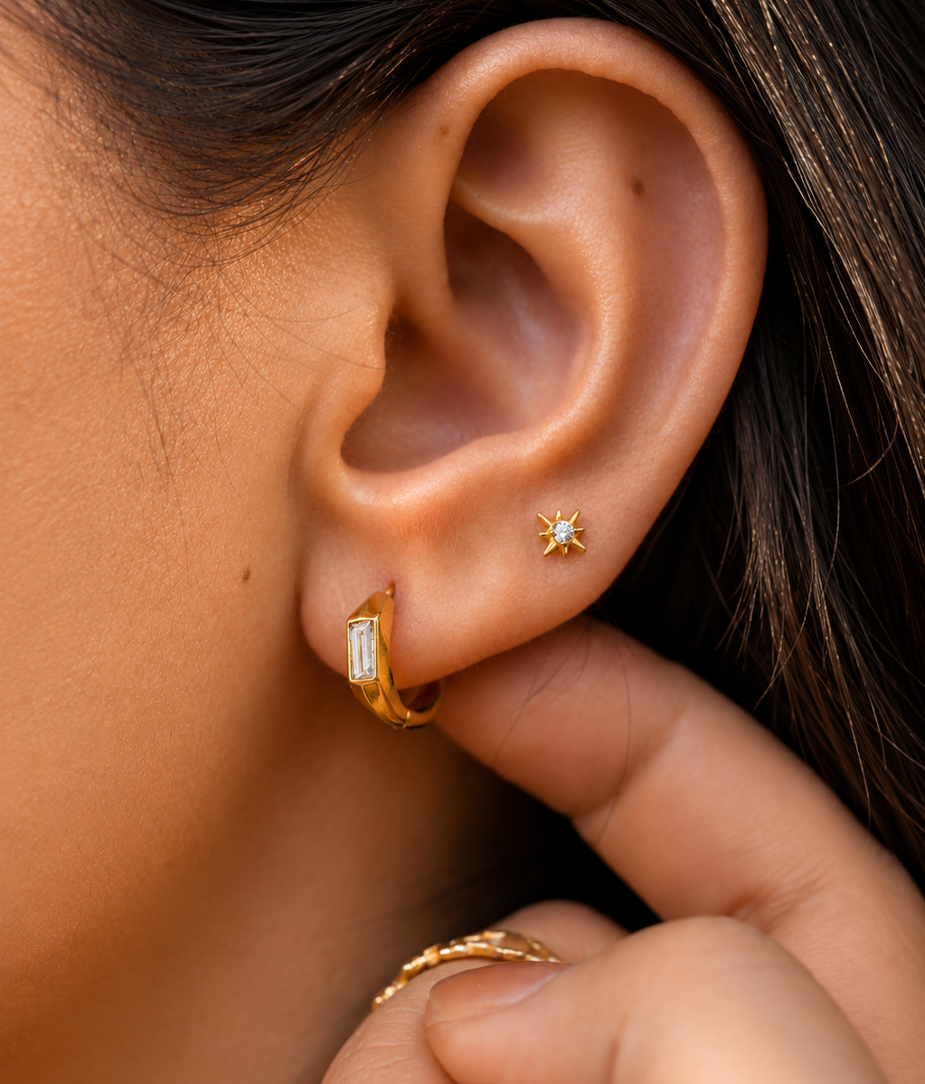 Baguette Hex Hoops
