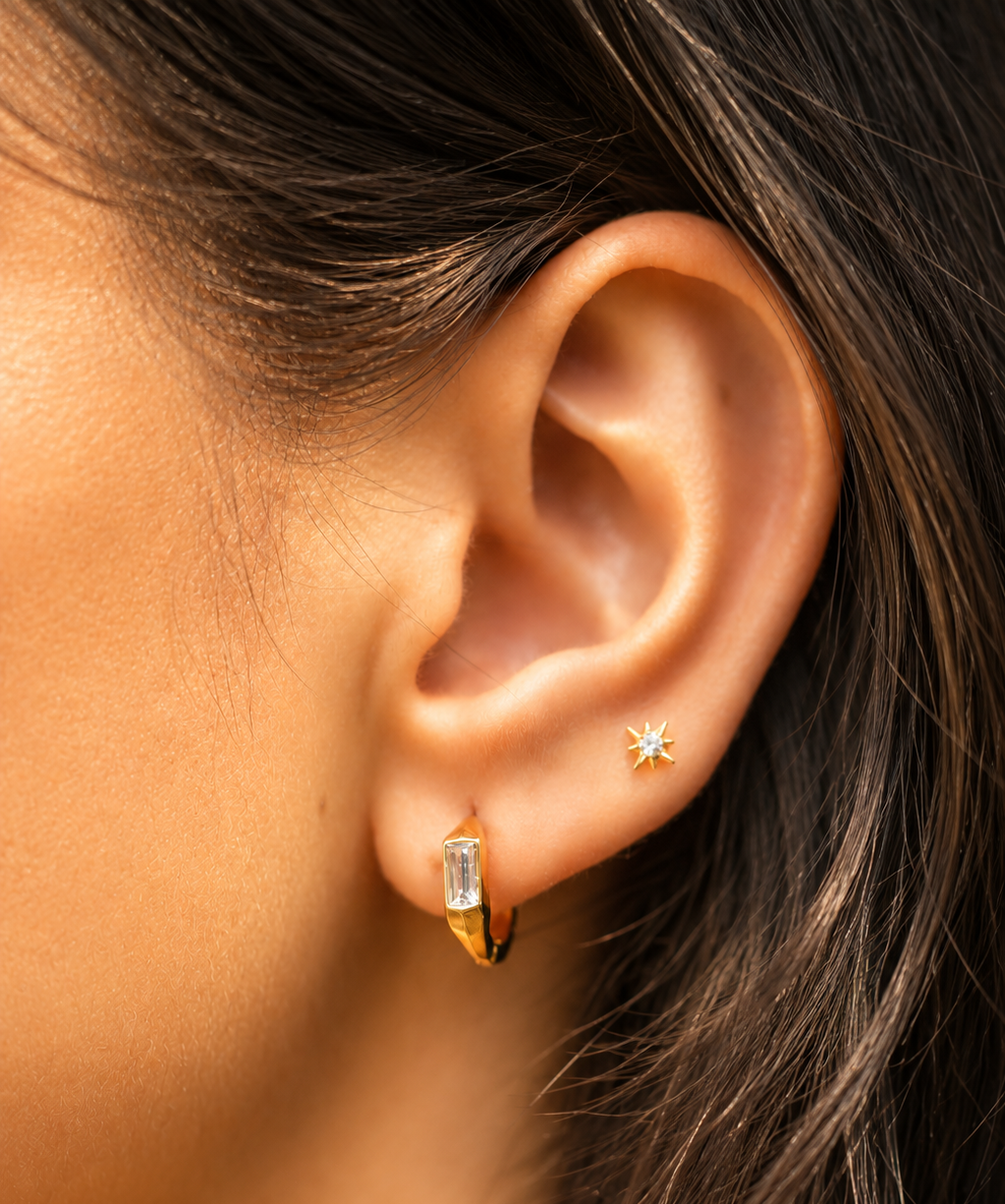 Baguette Hex Hoops